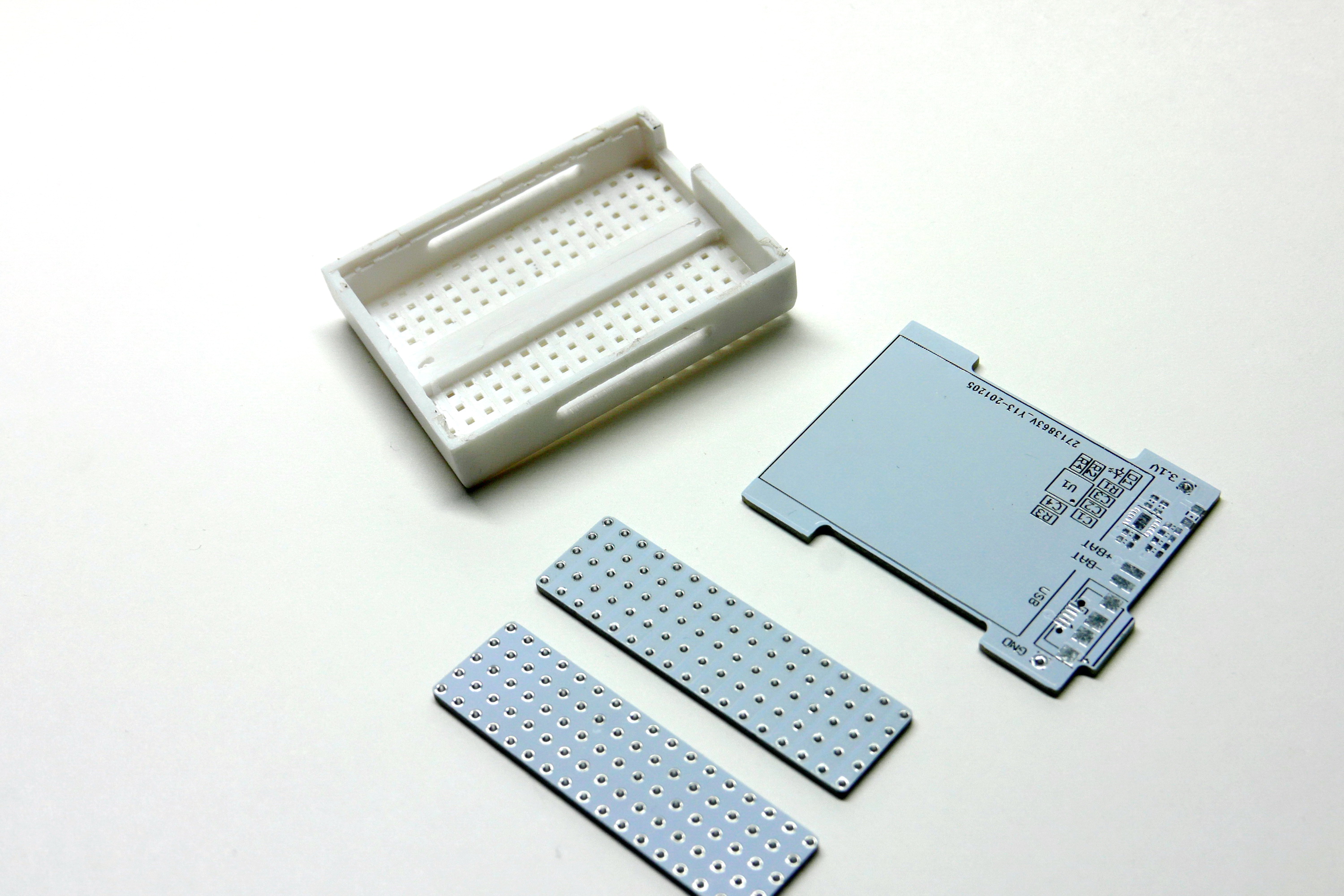 Milled-out breadboard and custom PCBs